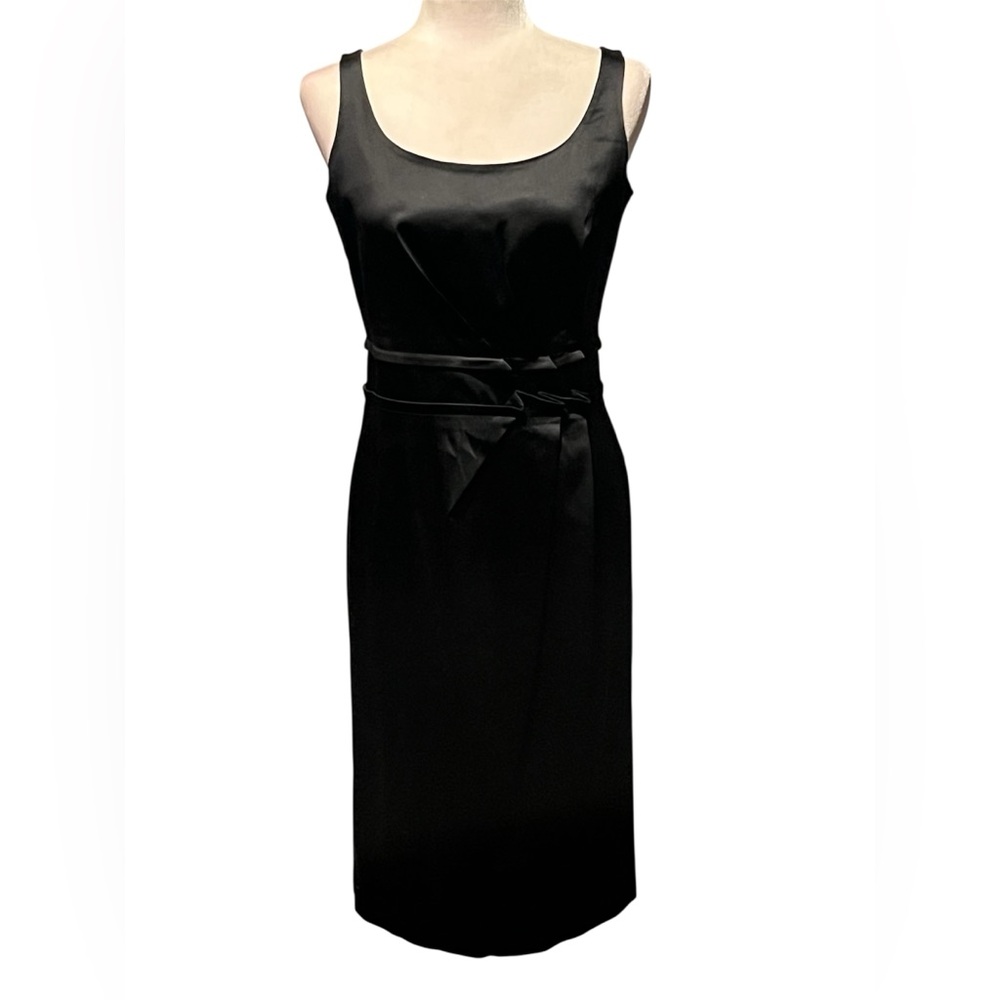 Talbots Black Dress Pleated Detail Satin Cocktail Dress Size Little Black Dress